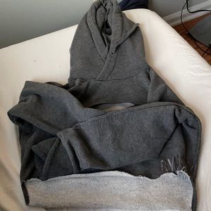 Gray Gymshark Cropped Raw Edge Hoodie